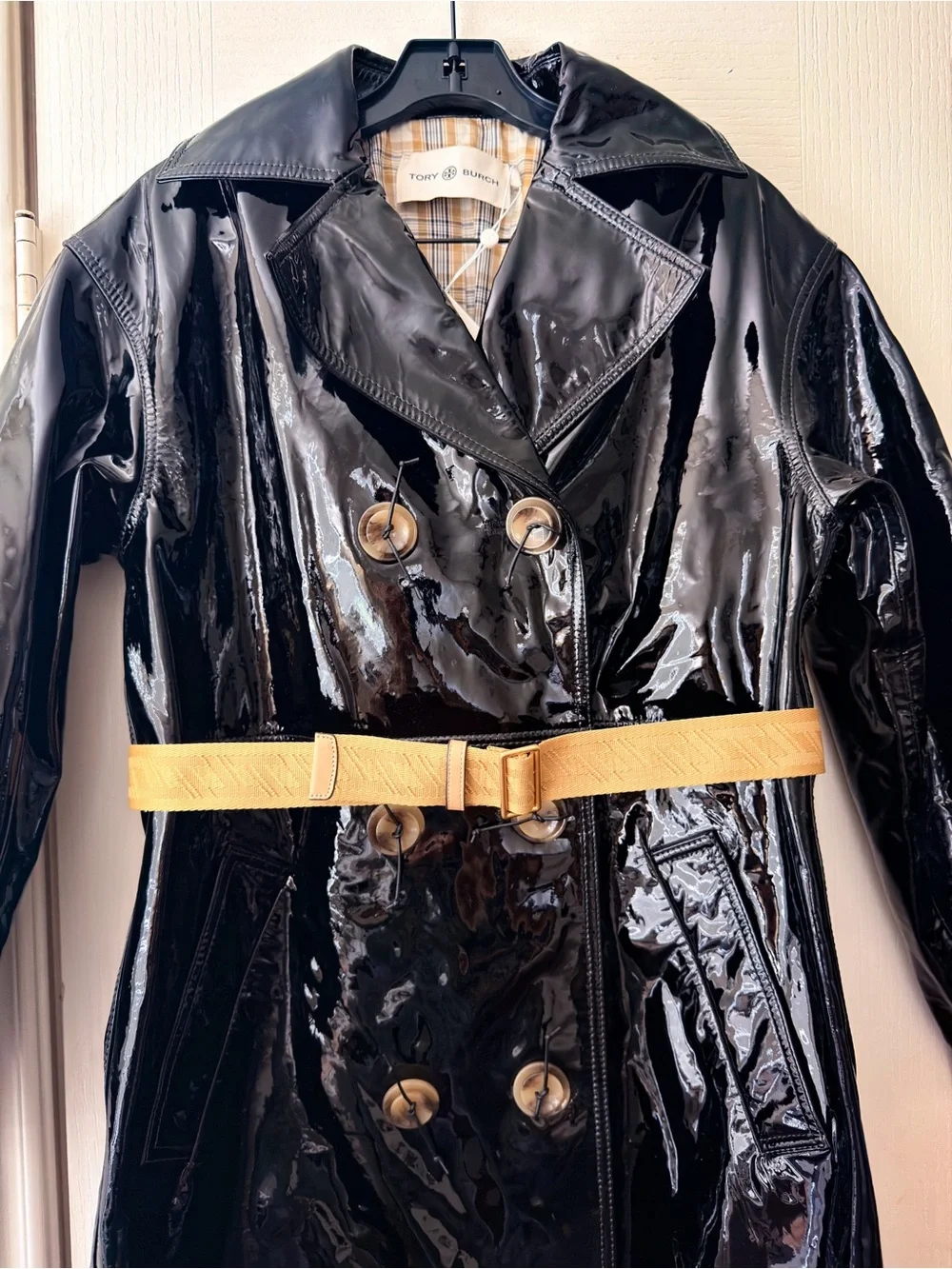 Tory‎ Burch Patent Leather Trench Coat Belted Black 0 NWT